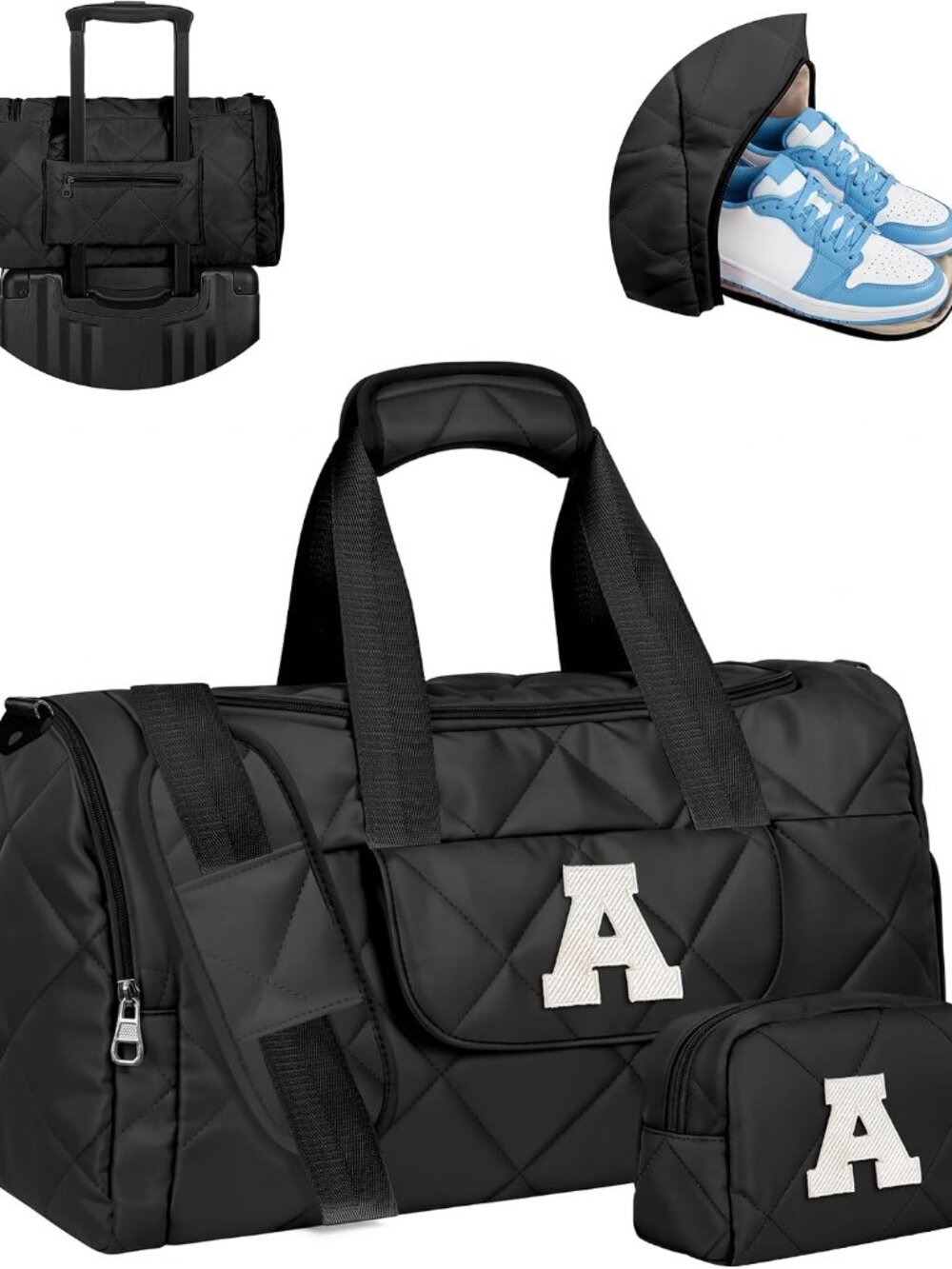 Personalized Gifts for Women, Duffle Bag for Travel, Letter A